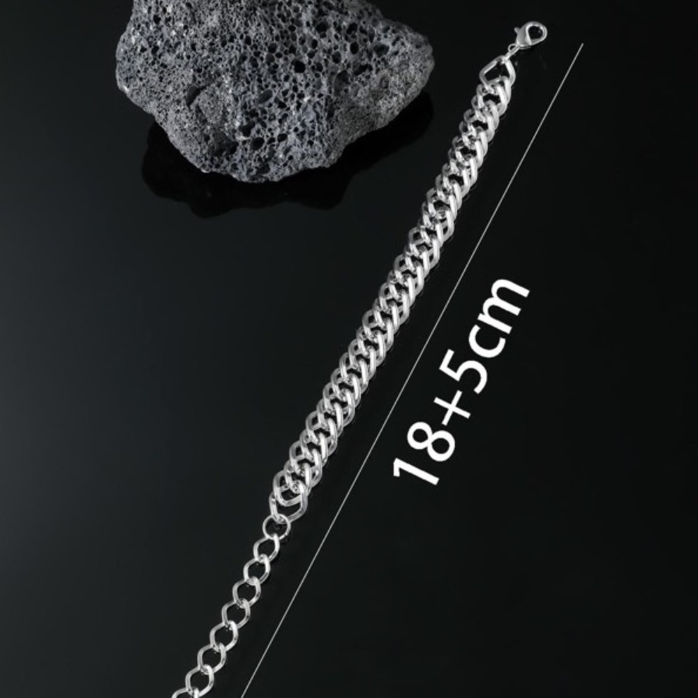 Unisex Minimalist Silver Tone Link Fashion Bracelet BR06 - Picture 3 of 3